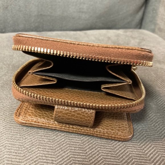 AUTHENTIC Gucci Monogram Zip Around French Flap Bi-Fold Wallet BEIGE - Picture 6 of 12